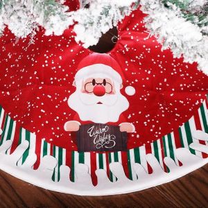 D&eacute;corations de No&euml;l, jupe de sapin en lin imprim&eacute;, accessoires de d&eacute;coration, ornement de sapin de No&euml;l - Neuf