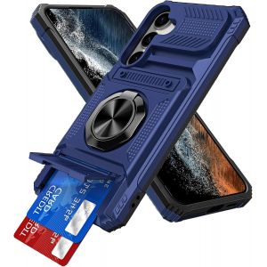 JGD-pour Samsung Galaxy A56 5G Coque avec Porte Carte, Protection Cam&eacute;ra & Anneau Magn&eacute;tique B&eacute;quille, Protection Militaire Antichoc &Eacute;tui Anti-Rayures Housse pour Samsung A56 5G. Bleu TCKB - Neuf