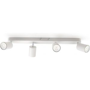 KAL-Plafonnier Led À 4 Flammes, Pivotant Et Orientable Spot Mural Gu10 (Sans Ampoules) Plafonnier Rétro/Vintage 230V Blanc Pour Salon Chambre Cuisine - Neuf