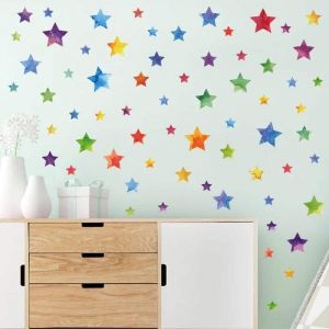 Trahoo-67 Étoiles À Coller, Couleur: Multicolores Aquarelle I Stickers Muraux Étoiles Autocollantes Pour Chambre Enfant Bébé Fille Garçon, Pour Mur Et Meuble, Crèche Décoration - Neuf