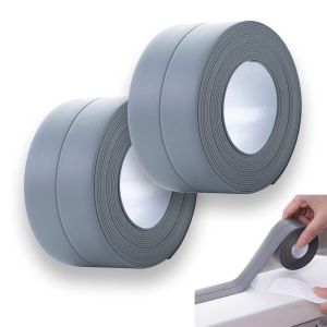 2 Pièces Ruban d'étanchéité auto-adhésif(Gris), ruban imperméable, ruban d'étanchéité auto-adhésif, Ruban d'étanchéit,cuisine, salle de bain toilettes baignoire ruban d'étanchéité pour joint d'écart - Neuf