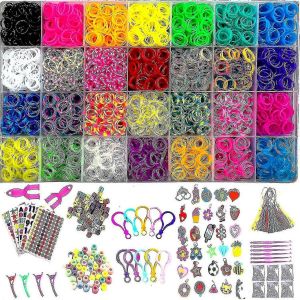 12000+ Bandes Élastiques Colorées Pour Kit De Fabrication De Bracelets,Cadeau D'artisanat De Noël Ensemble D'accessoires De Bijoux De Bricolage - Neuf
