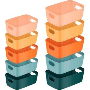 Boîtes de Rangement en Plastique, Organiseur Panier de Rangement, Plusieurs Couleurs Paniers de Rangement(10 Pcs) - Neuf