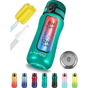 - Gourde Thermos En Acier Inoxydable Anti-Fuite - Avec Paille Ou Passoire - 400 Ml, 600 Ml - Sans Bpa - Pour La Maternelle, L'école (Arc-En-Ciel 600 Ml) - Neuf