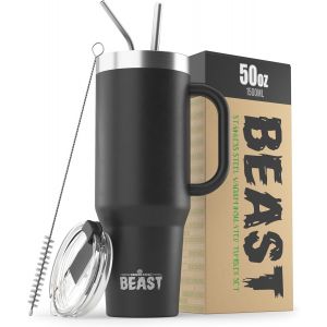 Beast Tasse Thermique De Voyage &iquest; 300 Ml I Arc-En-Ciel I Double Paroi Inox Caf&eacute; Isol&eacute; I Avec 2 Pailles S Et Brosse &Agrave; Dents De Nettoyage I Id&eacute;al Pour Caf&eacute; Froid Ou - Neuf
