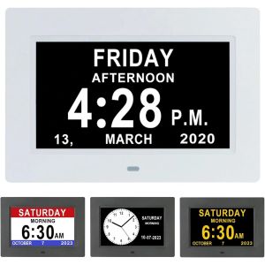 7 Pouces LCD Horloge Num&eacute;rique Calendrier avec Date Jour Et Heure Horloge Non-Abr&eacute;g&eacute;e Auto Dimming 8 Langues HD Display Rappel pour Alzheimer Les Personnes &acirc;g&eacute;es et Les Enfants (Noir) - Neuf