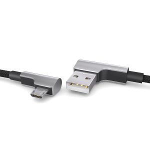 TIANYI-1m de câble nylon micro USB noir, connecteur coudé à 90 degrés, USB vers micro USB câble de charge, câble de données, câble de charge, USB 2.0 - Neuf