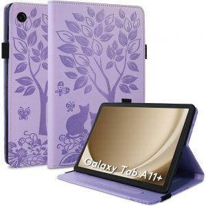 KALANKA-&Eacute;tui pour Samsung Galaxy Tab A11+/A11 Plus 11" 2025 &Eacute;tui SM-X230 SM-X235 SM-X236B Folio &agrave; rabat en cuir synth&eacute;tique avec fonction support et compartiments pour cartes Violet - Neuf