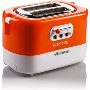 Gal-130292 159 Toastime Grille-Pain 2 Tranches Avec Pinces, Tiroir Ramasse Miettes, Fonction D&eacute;cong&eacute;lation Et Chauffage, 9 Niveaux De Dorure, Chauffe Brioche, Acier Inoxydable, Blanc/Orange - Neuf