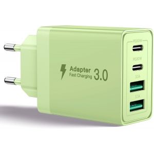 Thef-Chargeur Usb C, 40w 4 Port Prise Usbc Chargeur Rapide Iphone, 3.1a Pd+Qc Type C Adaptateur Multi Secteur Chargeur Pour Iphone16 15 14 13 12 11 Pro Max X Xs Xr 8 7 6s Plus Mini Se,Ipad,Samsung - Neuf