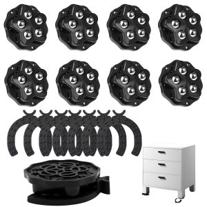 8PCS Small Black Furniture Casters with Brake Pads,360 Degree Self Adhesive Swivel Casters with 5 Steel Balls for Small Appliances Coffee Machine - Neuf