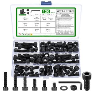 MEVRONISSHOP-120 Pcs Vis M6 vis et &eacute;crous Set, Boulons Viss &agrave; T&ecirc;te Cylindrique &agrave; Six Pans Creux Assortiment Kit, DIN912 Vis Boulon et &eacute;crouss et Rondelles Set, Boulonss Vis &agrave; T&ecirc;te Hexagonale avec &eacute;cr - Neuf