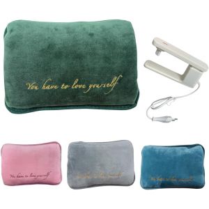 Sac D'eau Chaude Électrique 420 W Avec Doublure Douce En Peluche-Jusqu'à 75 °C-Chauffe-Mains Et Chauffe-Pieds,Soulagement Des Douleurs Musculaires,Cervicales,Dos,Menstruelles-Ce/Rohs (Green) - Neuf