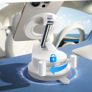 Support Telephone Voiture Magnetique, Stabilit&eacute; Militaire & Ventouse, Support Telephone Voiture Magsafe, pour iPhone 16 15 Pro Max, Galaxy S25, Xiaomi, Huawei, iPad Air 17 - Neuf