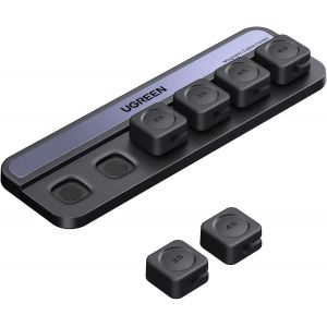 MEVRONISSHOP-UGREEEN 6 Pi&egrave;ces Organisateur de C&acirc;ble Magn&eacute;tique Clips de C&acirc;bles Autocollants Adh&eacute;sif Puissant Utilisation d'Une Seule Main pour Bureau Maison Compatible avec C&acirc;bles HDMI USB C Lightnin - Neuf