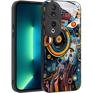 Kal-Coque Pour Honor 90 5g - Motif Abstrait Artistique Géométrique Arrière Verre Étui, Antichoc Anti-Rayures Antidérapant Housse (Abstact Art,01) - Neuf