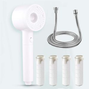 KAL-Pommeau De Douche Avec Tuyau 1,5M, 5 Modes De Jet Pommeau Douche Anti Calcaire, Filtre Coton Pp Remplaçable Pommeau De Douche Filtrant, Shower Head, Pommes De Douche Et Douches À Main (Blanc) - Neuf