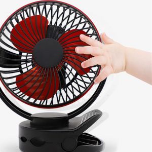 Mini Bureau Ventilateur Ultra-Silencieux Portable 4 Vitesses Poussette Ventilateur avec Nuit Chaude Lumière Rechargeable par USB pour Bureau à la Maison Poussette de Camping en plein air - Neuf