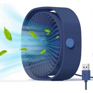 Ventilateur USB Mini Ventilateur Portable Ventilateur Silencieux Ventilateur de Bureau 3 Vitesses R&eacute;glable Aliment&eacute; par USB (Bleu) - Neuf