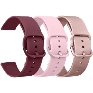 3pack Bracelets De Montres Silicone 22mm, Remplacement D&eacute;gagement Rapide Pour Femme Homme 20mm 22mm (22mm, Vin Rouge/Rose/Or Rose) - Neuf