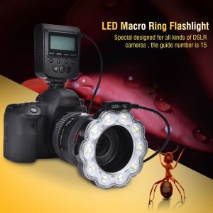 Lampe torche LED macro annulaire avec 8 adaptateurs pour appareils photo reflex numeriques - Neuf
