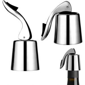 Checarzhn--No1-Bouchons De Bouteilles Ensemble Universel De 2-Bouchon De Vin En Acier Inoxydable Avec Silicone Pour Vin Mousseux Et Bouteilles De Vin-Garde Le Vin Frais Et Mousseux-Parfait Pour Les F - Neuf