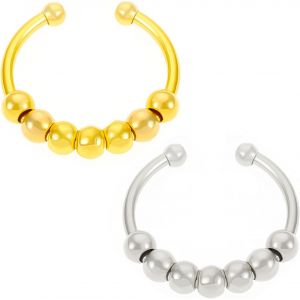 Yemaesre-Bague Anti Stress Femme, Paire De Deux Couleurs,Perles Bague D'anxiete Réglable Bague Anneau Tournant Anneau Ouvert Spinner Anxiété Pour Femme - Neuf