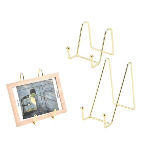 Lot de 2 supports pour cadres photo en fer dor&eacute;s - Neuf