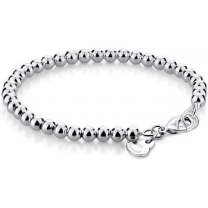 Eryi-Bracelet De Perles Pour Femme En Argent 925 Large De 4mm 6mm Sans Et Avec Pendentif Coeur, Long 13-21cm Doré Or Rose Cadeau Fête Maman Homme - Neuf