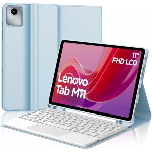 Coque Clavier Avec Trackpad Pour Lenovo Tab M11 11"" 2024, Azerty Français Clavier Avec Touchpad E Porte-Crayon Pour Lenovo Tab M11, Bleu Ciel - Neuf