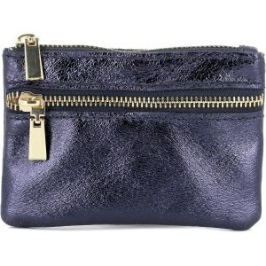 Petit Porte-Monnaie Cuir V&eacute;ritable Grain&eacute; Ou Iris&eacute; Femme - Portefeuille Porte-Cartes 2 Compartiments - Mini Sac De Rangement Multifonctionel - Bleu Iris&eacute; - Neuf