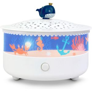 - Veilleuse - Projecteur D'etoiles Ocean 14 Cm - Musical - D&eacute;tection Des Pleurs - Rechargeable Usb, Oc&eacute;an - Neuf