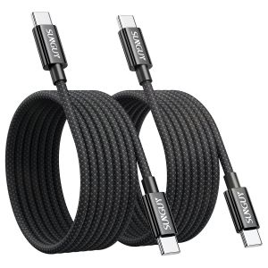 JGD-Cable USB C Vers USB C, 2 Pi&egrave;ces 2M 60W Charge Rapide, Pour Galaxy S24 S23, Xiaomi, Google Pixel, iPad Pro 2022, MacBook Pro - Noir - Neuf