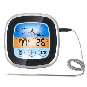 Thermomètre Numérique Pour Four Et Barbecue, Thermomètre De Cuisine Avec Niveaux De Cuisson Préréglés, Thermomètre De Cuisson À Piles Avec Minuterie - Neuf