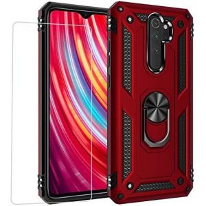Kal-Kompatibel Coque Xiaomi Redmi Note 9s/Note 9 Pro,Etui + Film De Verre Trempé Magnétique Support Armure Robuste Antichoc Silicone Tpu 360 Degré Cas De Téléphone De Voiture Bumper-Rouge - Neuf