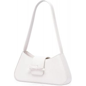 Pochette Bandouli&egrave;re Femme en Cuir PU&iquest; &Eacute;l&eacute;gant Sac &agrave; Main Blanc avec Double Bretelle,Pochette Mariage Femme Design Chic et Fermeture &agrave; Glissi&egrave;re,Sac Soiree pour Voyages,F&ecirc;tes(22x11x5cm) - Neuf