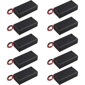 Lot de 10 bo&icirc;tiers pour piles 3 V AA 2 x 1,5 V en plastique avec couvercle pour interrupteur marche/arr&ecirc;t - Neuf