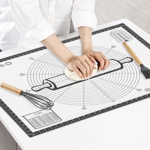 AYUHR-KITCHENRAKU KR Tapis de cuisson en silicone extra large 80 x 60 cm Taille tapis anti-adhésif avec mesure Tapis de cuisson pour four, tapis à dérouler pour pâte, fondant, pâtisseries (gris) - Neuf