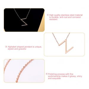 Colliers Tendance En Acier Inoxydable Avec Pendentif En Forme D'alphabet, Or Rose, Z - Neuf