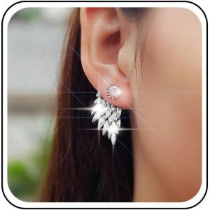 Kalhx-Boucles D'oreilles Ailes En Strass Boucles D'oreilles Ailes D'ange En Argent Cz Boucles D'oreilles Boho En Cristal Avant Arrière Clous D'oreilles En Cz Bijoux Pour Femmes Et Filles - Neuf