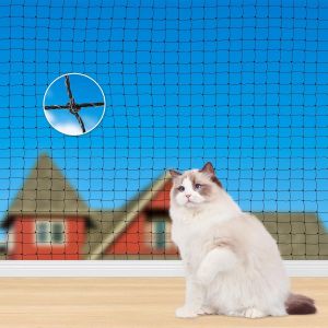 Asfasfq-Filet De Protection Renforce Chat, 6x3m Filet De Protection Chat, Filet Renforcé, Avec 15m Corde De Fixation Pour Sécuriser Les Balcons, Terrasses, Fenêtres, Lucarnes Et Portes (Noir, 3x2 M) - Neuf