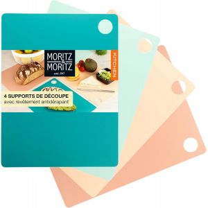 KALANKA-Planche &agrave; D&eacute;couper flexible - 38 x 29 cm - Set de 4 - Surface antid&eacute;rapante pour couper en toute s&eacute;curit&eacute; Ouverture de poign&eacute;e - Planche a Decouper plastique - Cutting board - Color&eacute; - Neuf