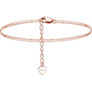 Kal-Chaîne De Cheville En Argent Sterling 925 Pour Femme - Bracelet De Cheville - Pour L'été - Pieds Nus - 21 + 5 Cm - Réglable - Chaîne De Cheville, 21 Centimeters - Neuf