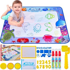ERYI-Tapis Dessin Eau - Tapis D'Eau Bébé, Jouet Bébé 1 2 Ans, Jouet Enfant 1 2 3 Ans, Tapis Jeu Enfant Avec Stylo À Eau Pour Dessin Créatif Et Amusement Sans Taches - Neuf