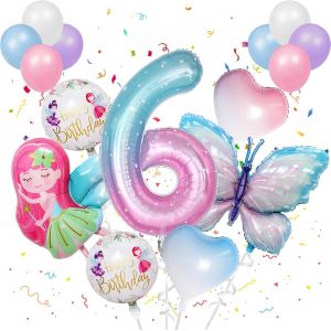 Ballon Papillon Anniversaire 6 Ans Decoration Anniversaire Fille Kit Ballon Anniversaire Papillon Fille Ballons En Aluminium Papillon Rose Dégradé Fournitures De Fête D'anniversaire Sur Le Thème Des - Neuf
