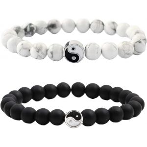 Kal-Ensemble Collier Et Bracelet Yin Yang Pour Couple, Femme, Homme, Meilleure Amie, Pendentif, Bracelets Pour 2 Personnes - Neuf