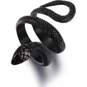 Tianyi-Bague Serpent Pour Homme Femme Gothique Vintage Serpent Enroulé Cobra Bague Style Punk Animal Serpent Bague Bijoux Cadeau Argent Noir Taille 5-15 - Neuf
