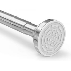 TIANYI-Barre t&eacute;lescopique Tringle de rideau de douche sans per&ccedil;age en acier inoxydable Tringle extensible par rotation (Argent, 120-215cm) - Neuf