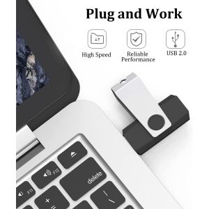 CMJAAGUR-Clé Usb 64 Go Lot De 5 Usb 2.0 Pendrive Clef Usb 64Go Pivotantes Disque Mémoire Stick Avec 5 Cordes (Noir,5Pcs*64Gb)[M1374] - Neuf