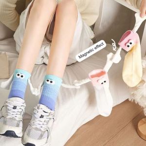2/5 Paires De Chaussettes Magnétiques Reliées À La Main, Tricotées Avec Yeux De Dessin Animé, Couleur Pure, Élastiques, Antidérapantes, Chaudes, Sans Odeur, À Tube Central, Absorbant La Sueur-5 Pièces - Neuf